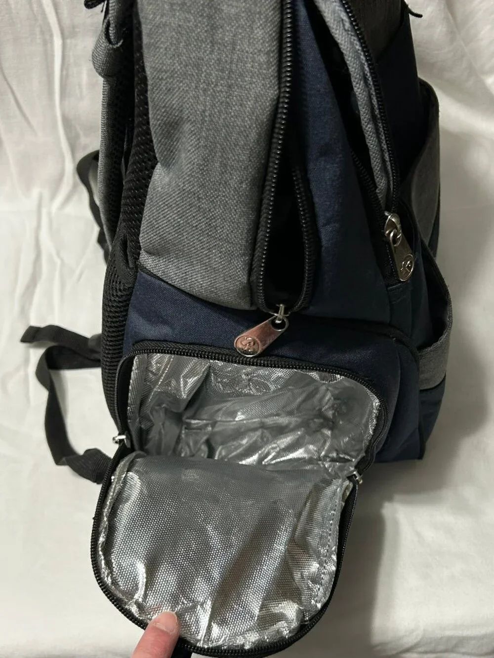 Fisher-Price Diaper Backpack Bag Lots of Pockets Blue and Gray